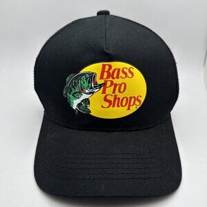 Bass Pro Shops Men's Trucker Hat Mesh Cap - Black SnapBack Adjustable.